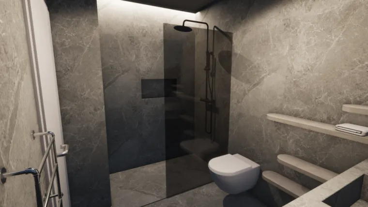 Rénovation d'une salle de douche en carreaux format XXL épaisseur 3.5mm