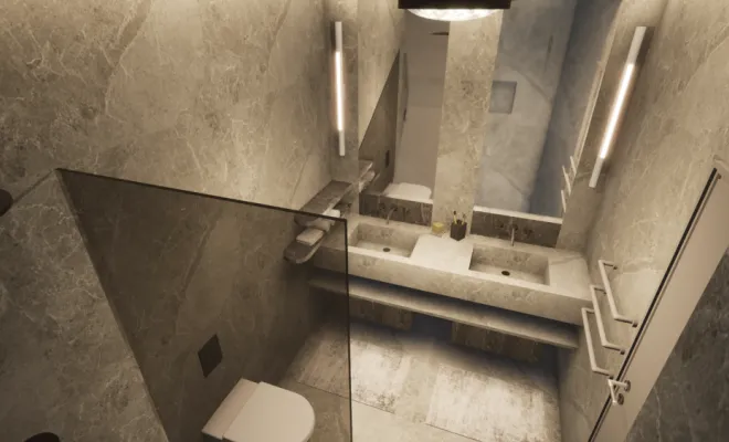 Pose de carreaux XXL et aménagement au sol d'une salle de bains en rénovation avec douche à l'italienne, Mérignies, FLOOR