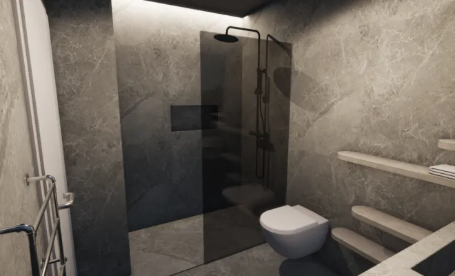 Pose de carreaux XXL et aménagement au sol d'une salle de bains en rénovation avec douche à l'italienne, Mérignies, FLOOR